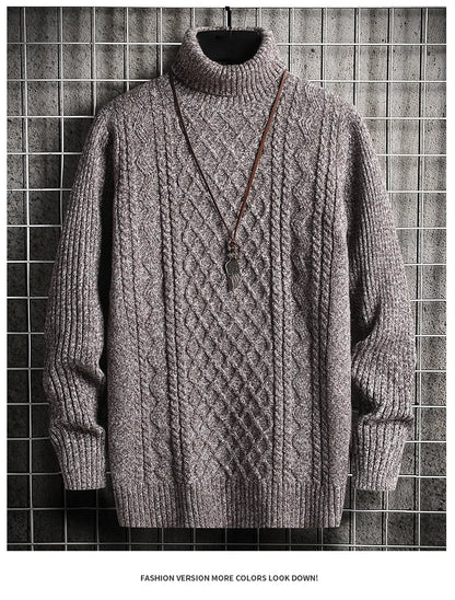 Men's Chunky Cable-Knit Turtleneck Sweater