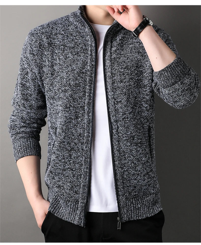 Men's Knit Stand Collar Cardigan Jacket