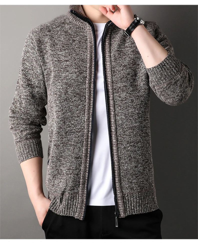 Men's Knit Stand Collar Cardigan Jacket