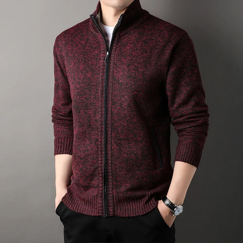 Men's Knit Stand Collar Cardigan Jacket