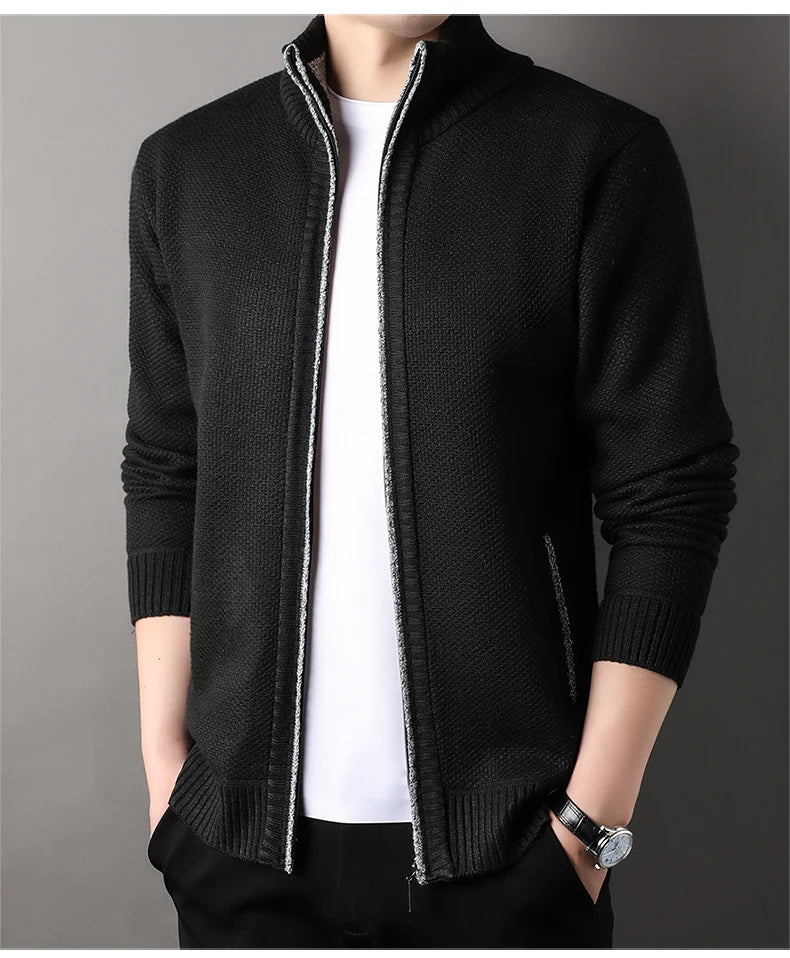 Men's Knit Stand Collar Cardigan Jacket