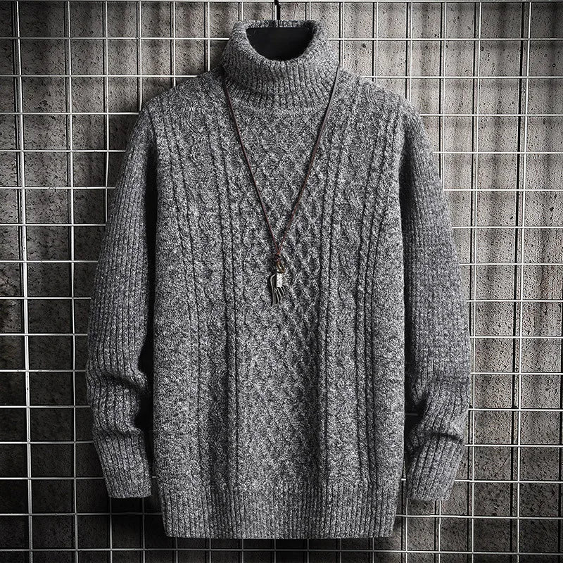 Men's Chunky Cable-Knit Turtleneck Sweater