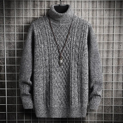 Men's Chunky Cable-Knit Turtleneck Sweater