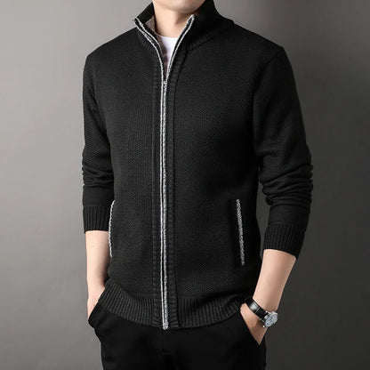 Men's Knit Stand Collar Cardigan Jacket