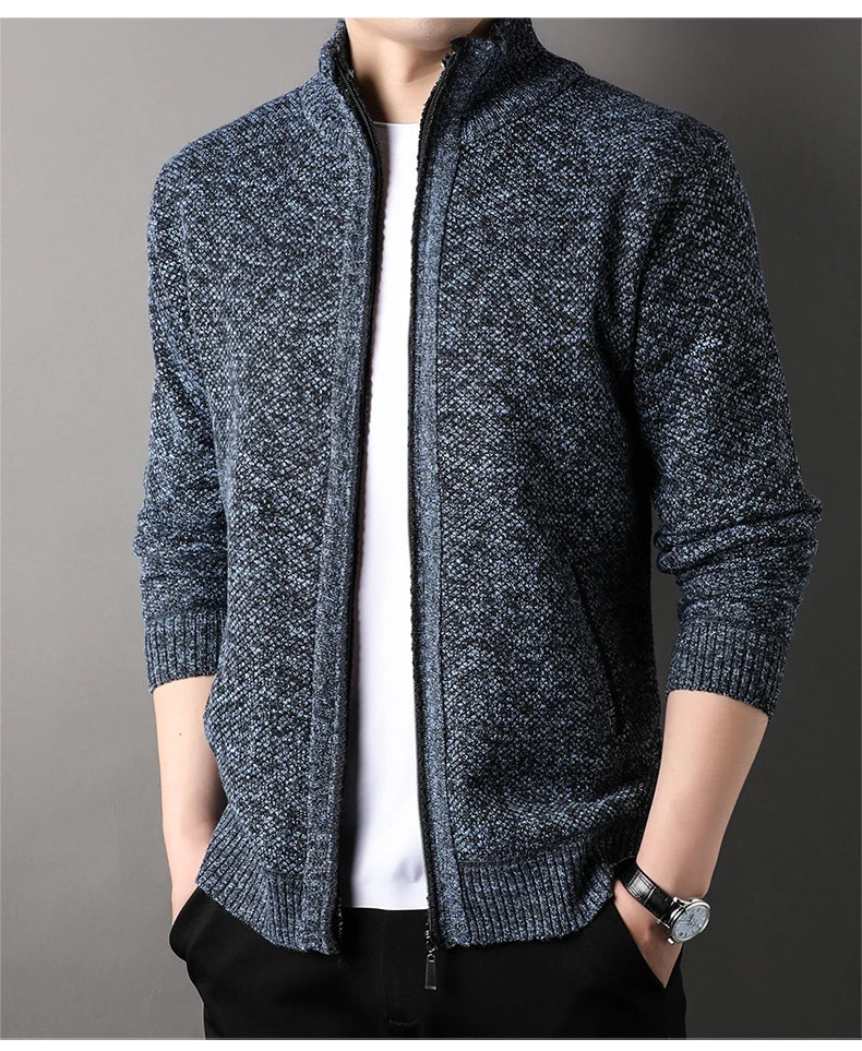 Men's Knit Stand Collar Cardigan Jacket