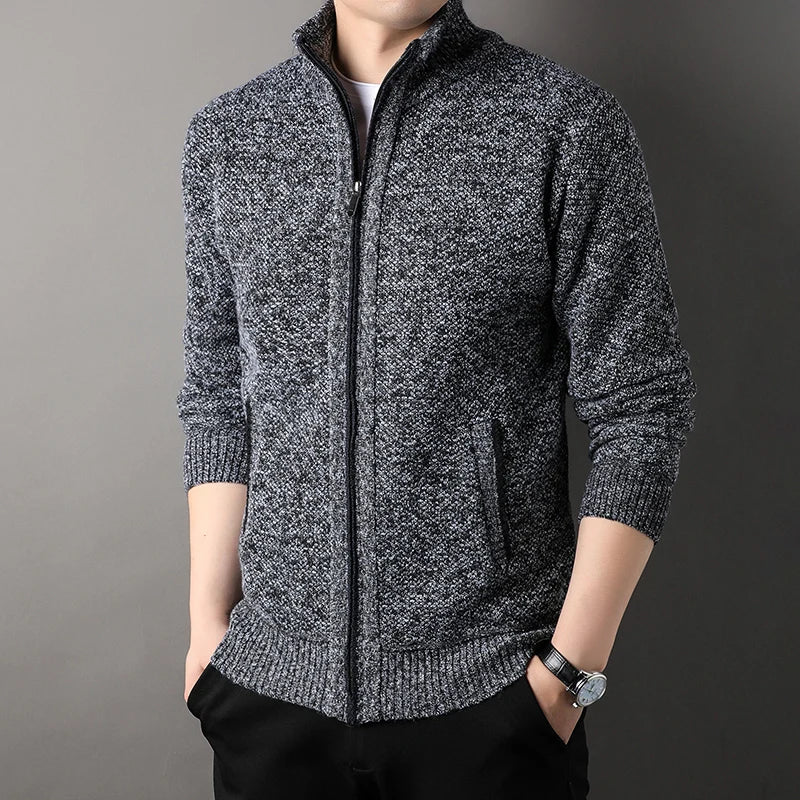 Men's Knit Stand Collar Cardigan Jacket