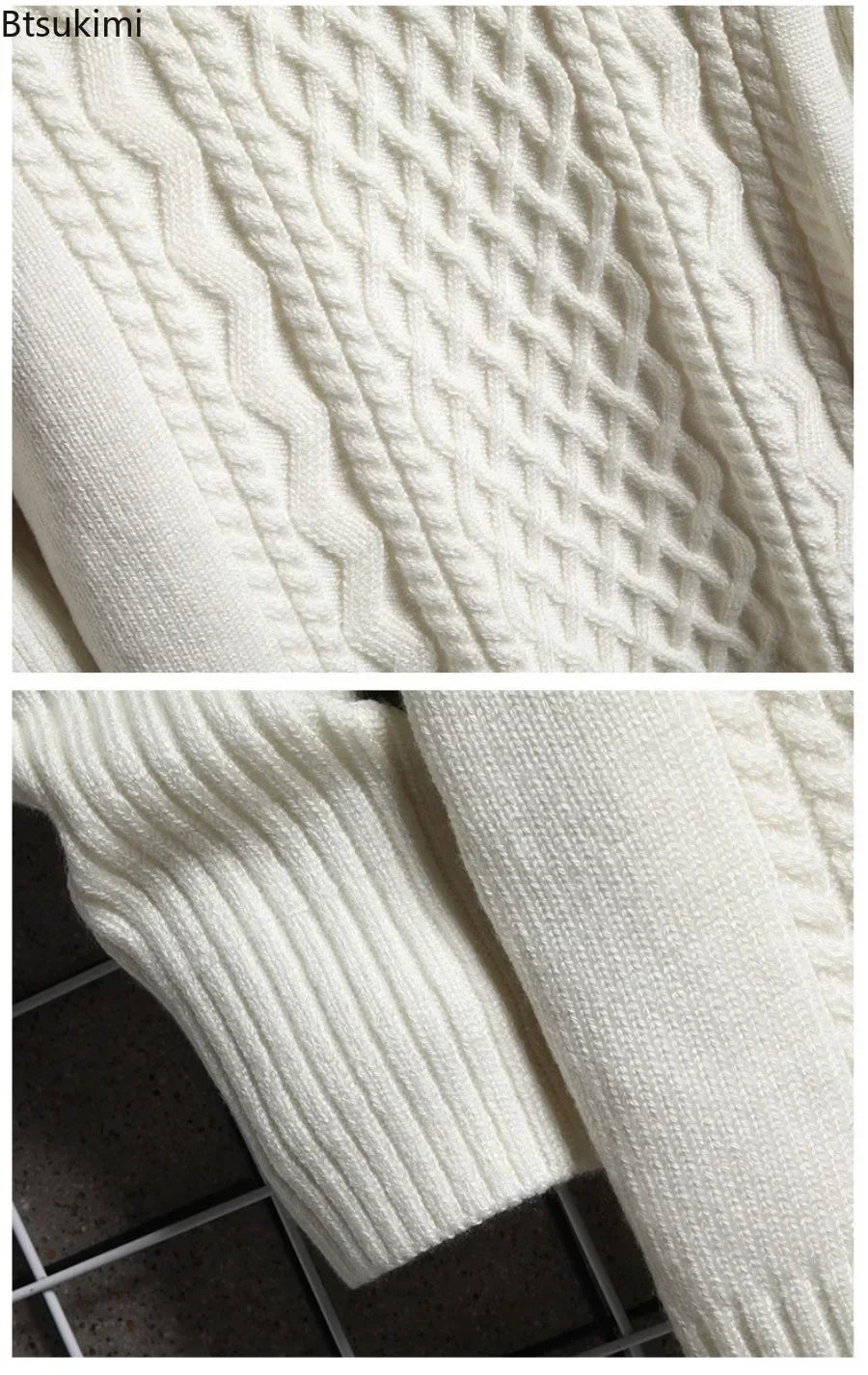 Men's Chunky Cable-Knit Turtleneck Sweater