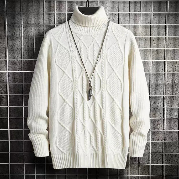 Men's Chunky Cable-Knit Turtleneck Sweater