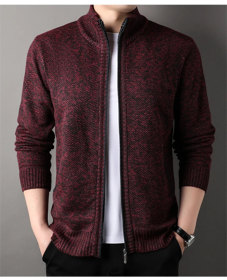 Men's Knit Stand Collar Cardigan Jacket