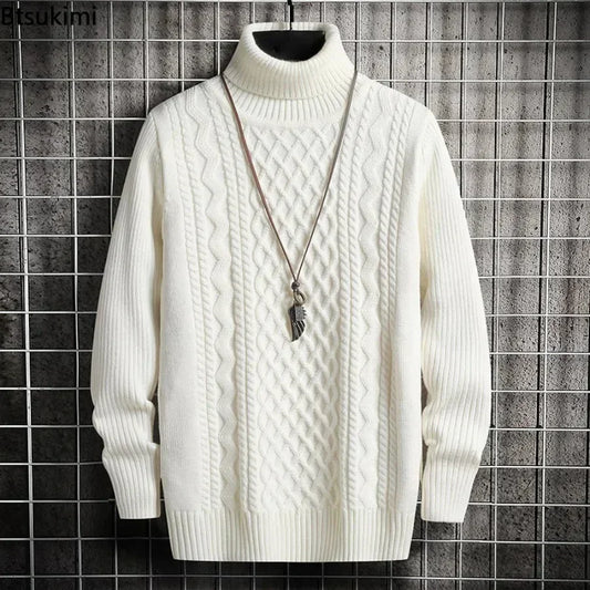 Men's Chunky Cable-Knit Turtleneck Sweater