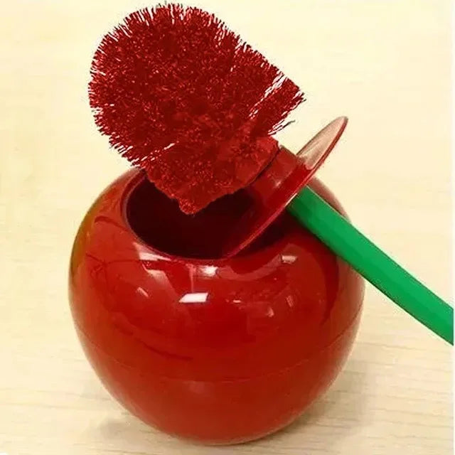 Cherry-Shaped Toilet Brush Holder Set