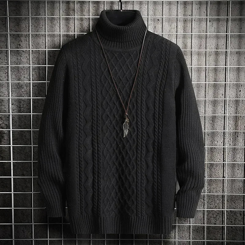 Men's Chunky Cable-Knit Turtleneck Sweater