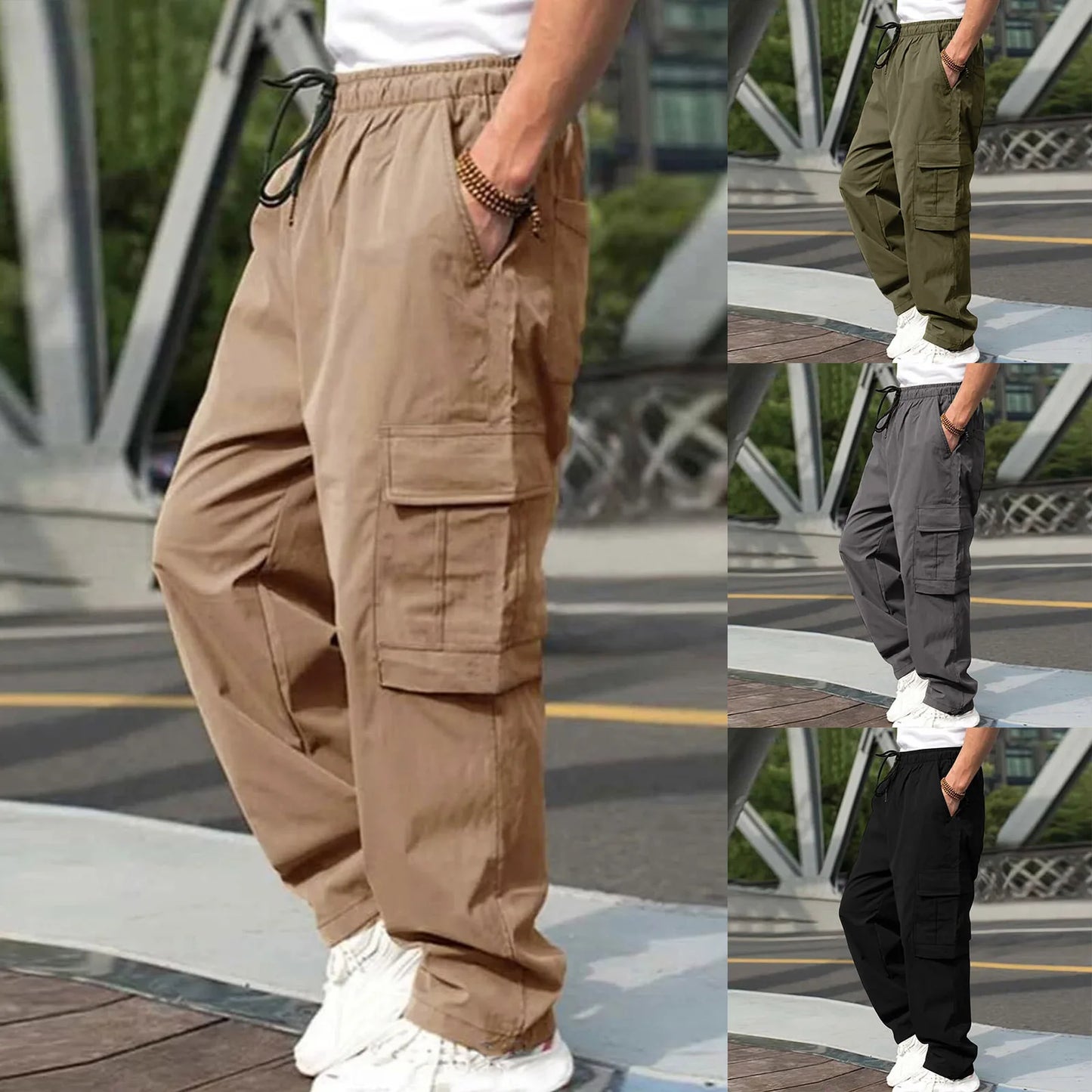 Casual Streetwear Solid Color Cargo Pants