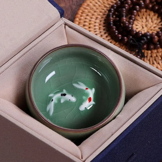 Koi Fish Celadon Teacup