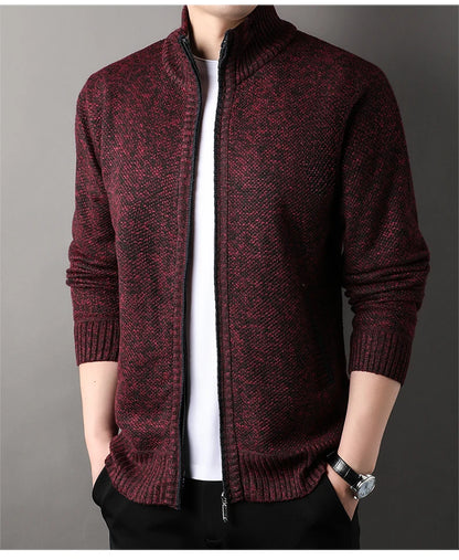 Men's Knit Stand Collar Cardigan Jacket