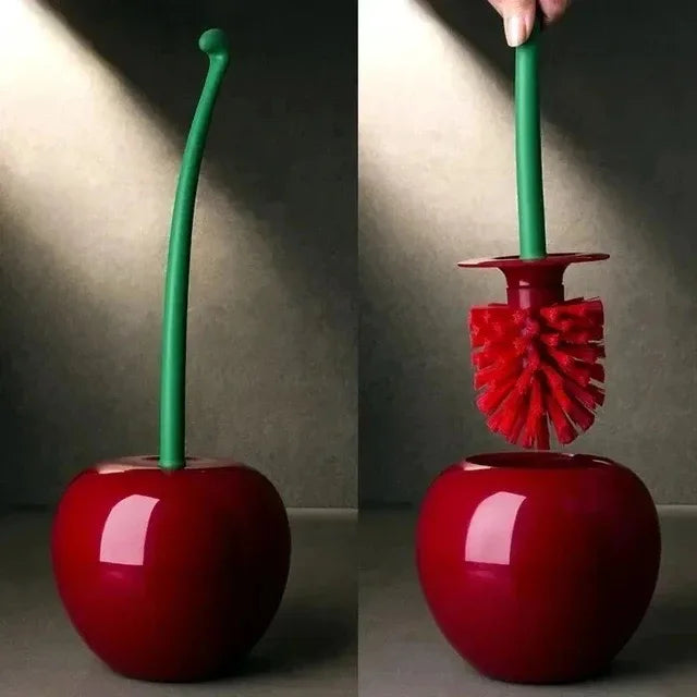 Cherry-Shaped Toilet Brush Holder Set