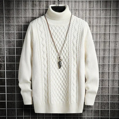 Men's Chunky Cable-Knit Turtleneck Sweater