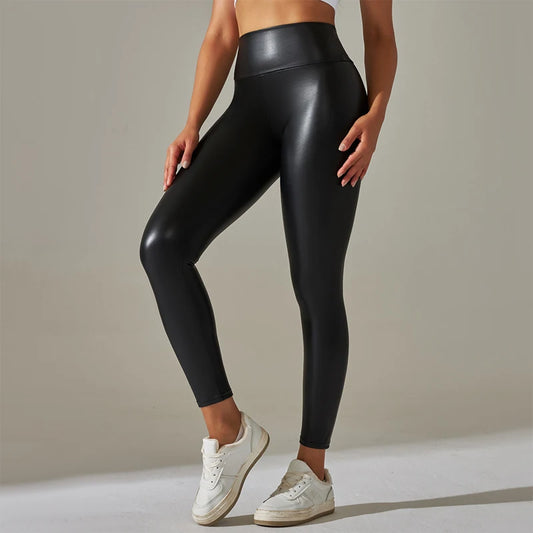 LuxeSculpt High-Waist Liquid Leather Leggings