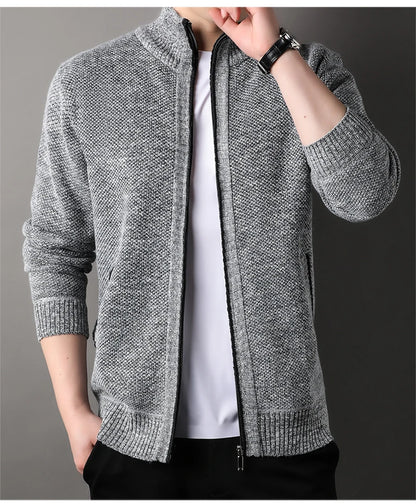 Men's Knit Stand Collar Cardigan Jacket