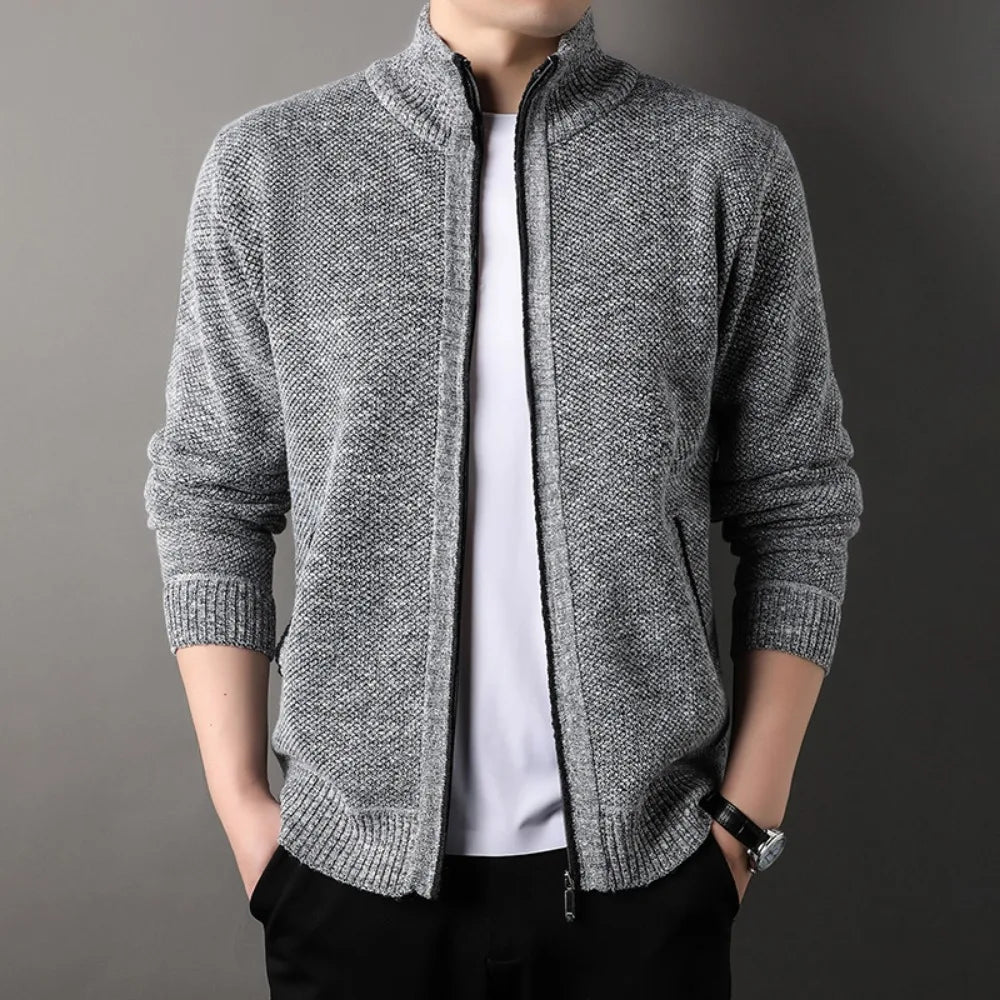 Men's Knit Stand Collar Cardigan Jacket