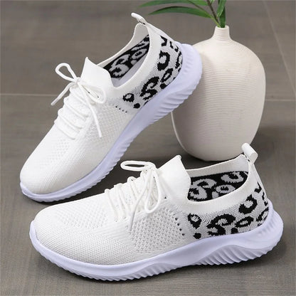 Leopard Mesh Lace-Up Sneakers