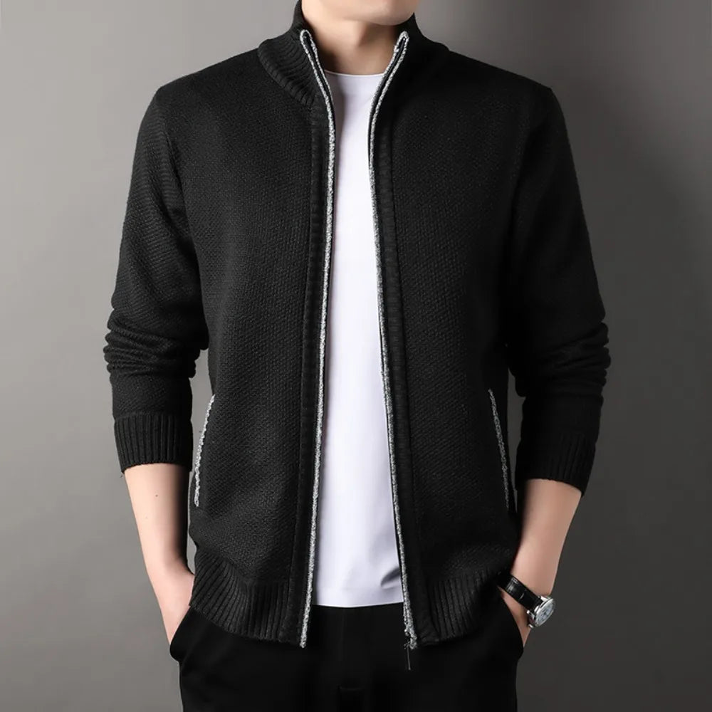 Men's Knit Stand Collar Cardigan Jacket