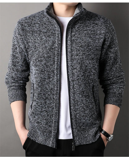 Men's Knit Stand Collar Cardigan Jacket