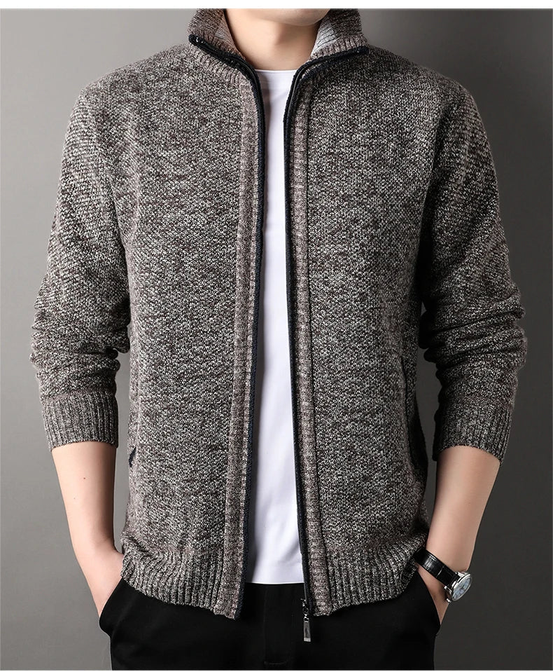 Men's Knit Stand Collar Cardigan Jacket