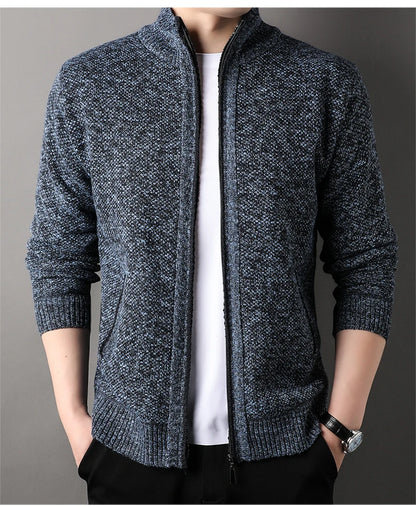 Men's Knit Stand Collar Cardigan Jacket