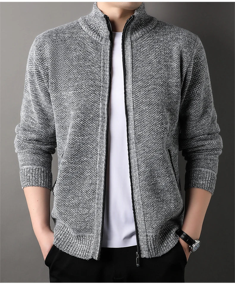 Men's Knit Stand Collar Cardigan Jacket