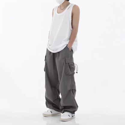 Relaxed Fit Wide-Leg Cargo Pants