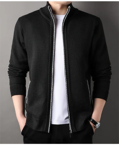 Men's Knit Stand Collar Cardigan Jacket