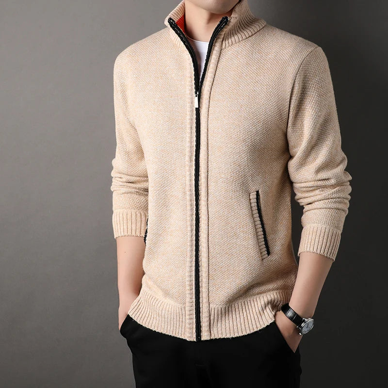 Men's Knit Stand Collar Cardigan Jacket