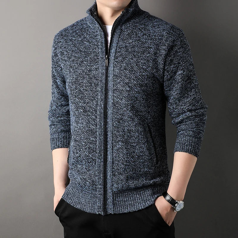 Men's Knit Stand Collar Cardigan Jacket